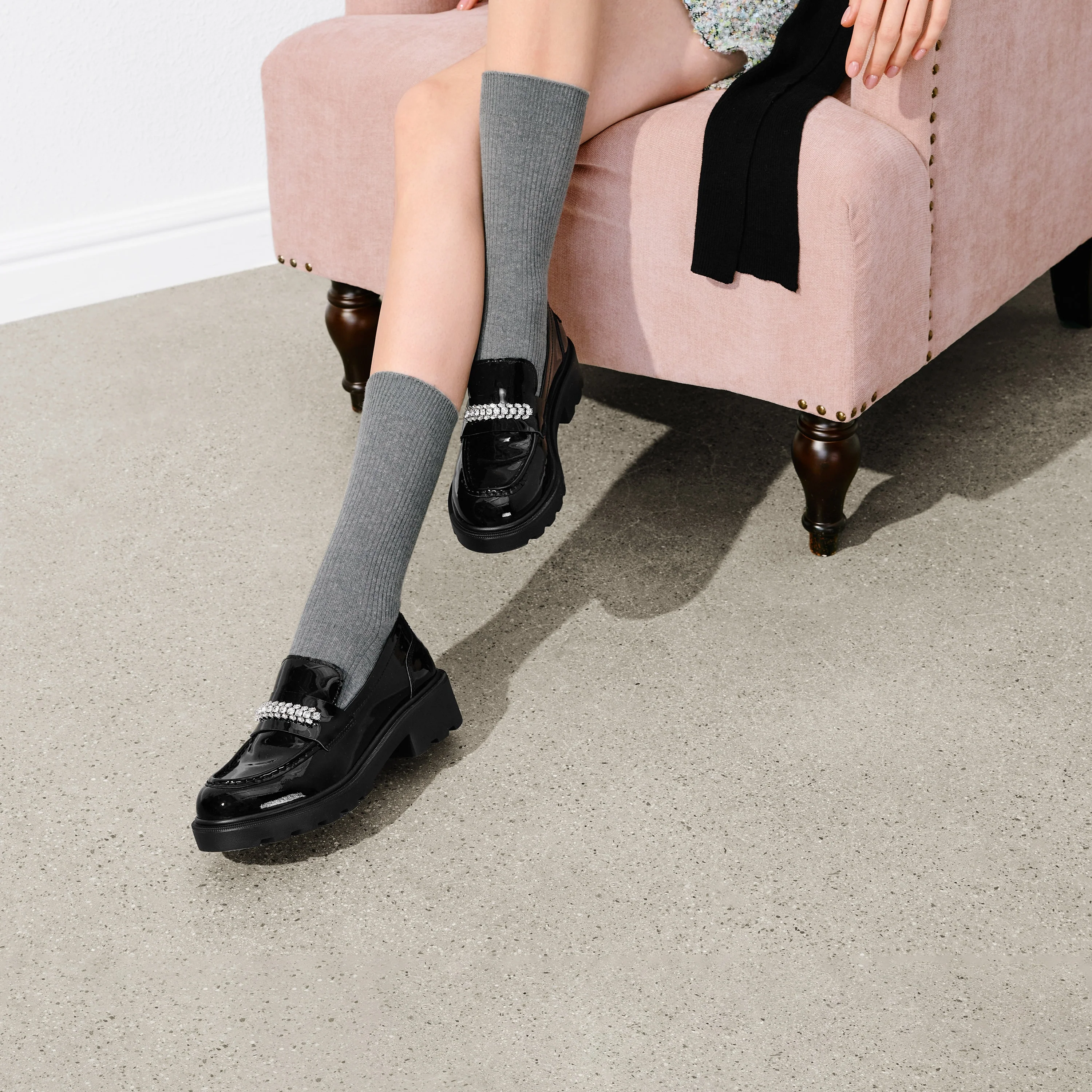 Black ST Golden Strap Buckle Classic Loafers - Image 11