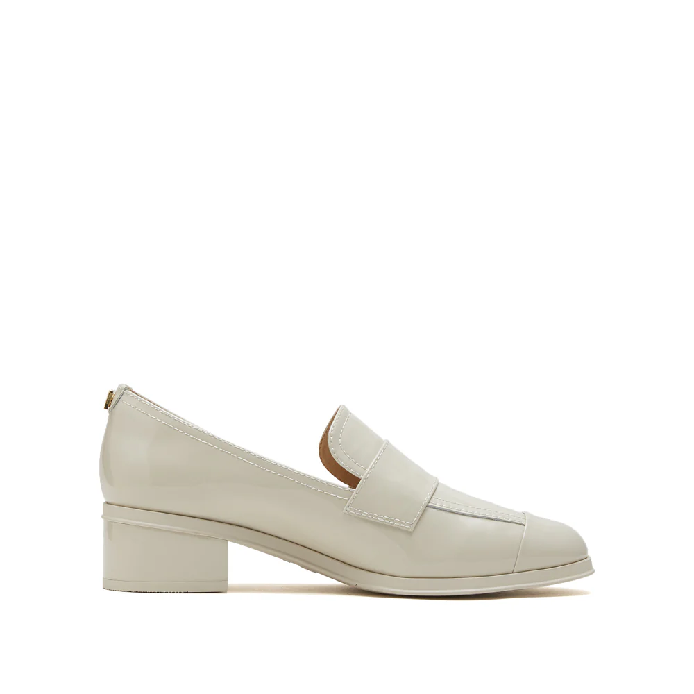 Beige Patent Minimal Loafers - Image 4
