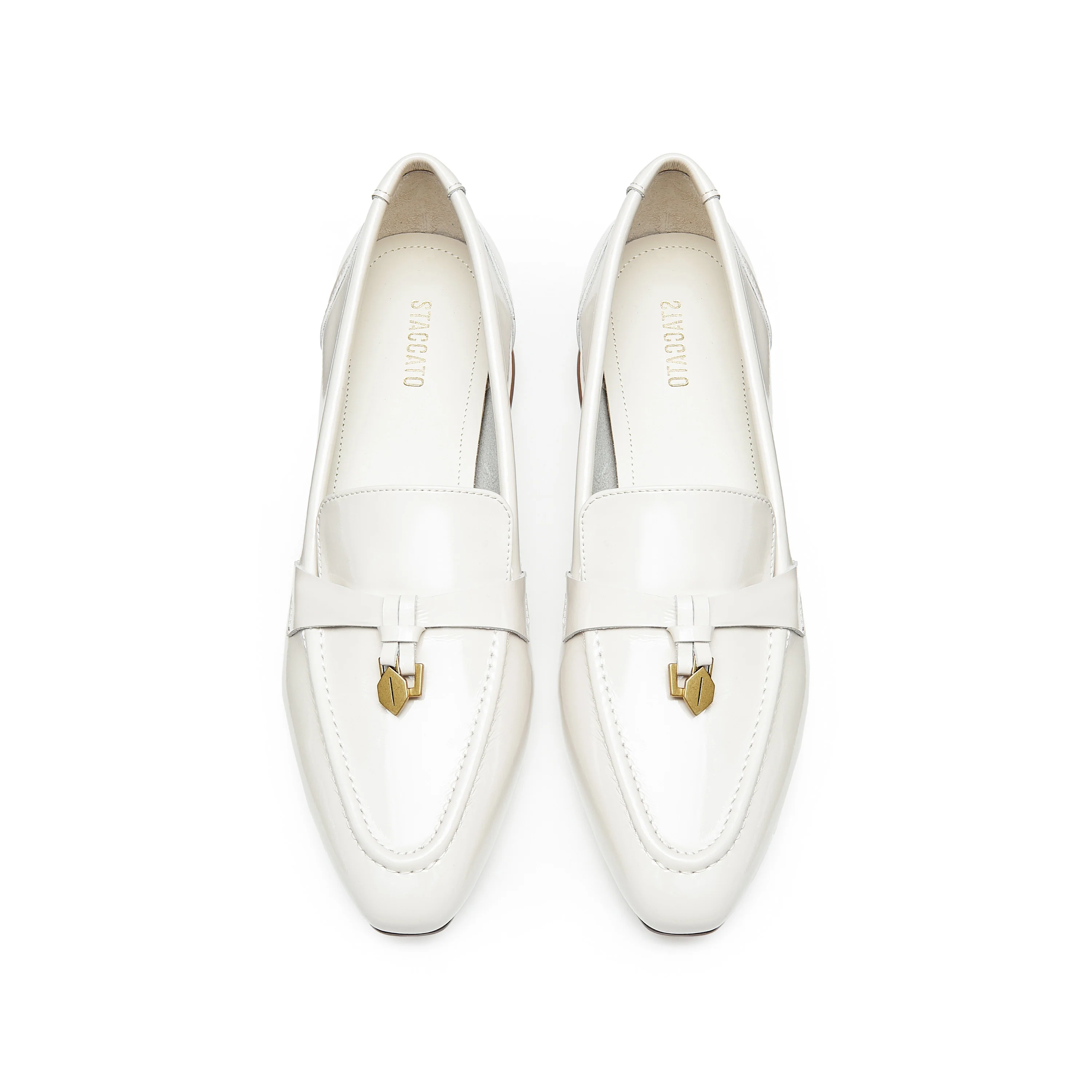 Beige Classic Signature Patent Loafers - Image 4
