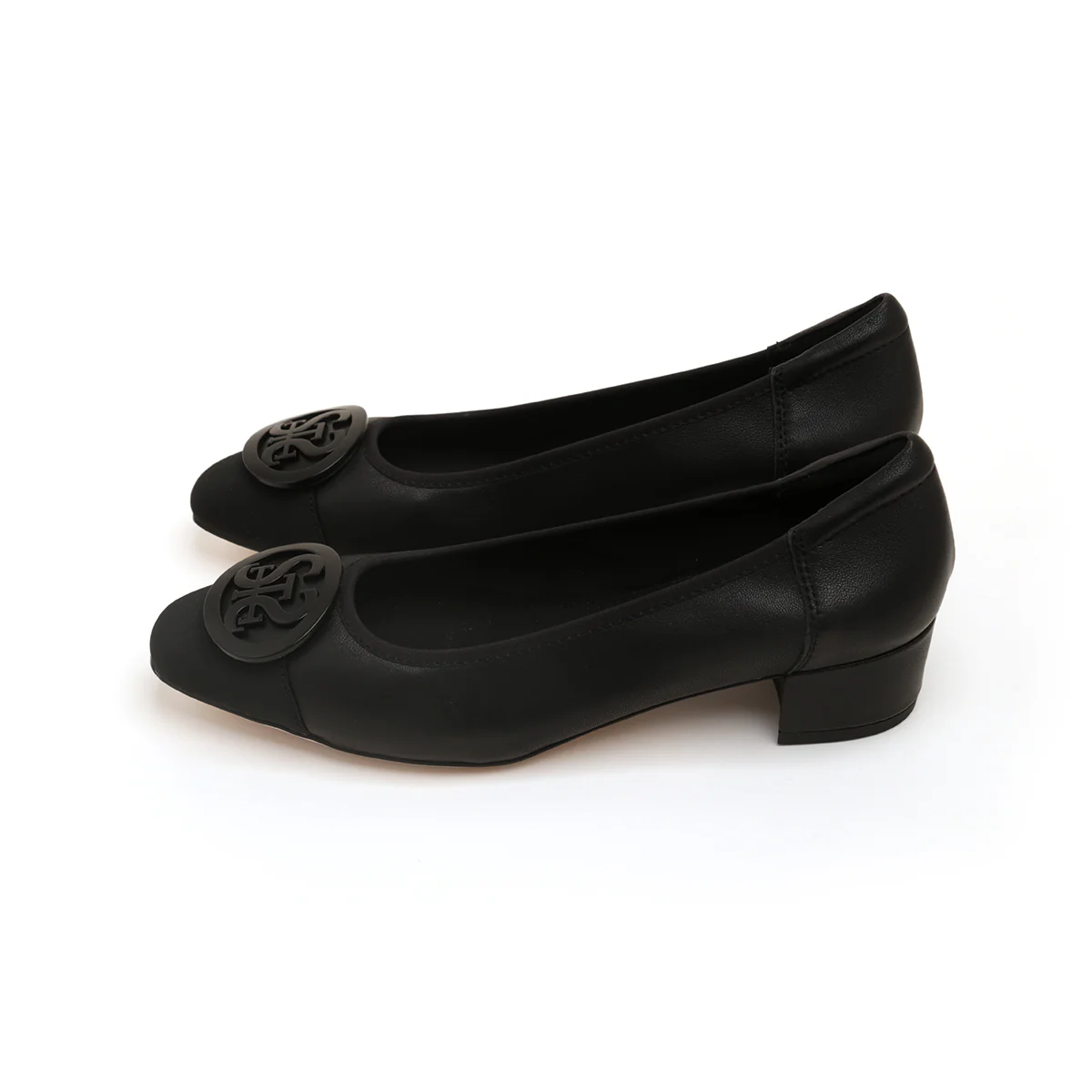 Black ST Buckle Workwear Leather Pumps - Image 3