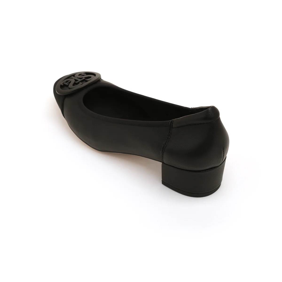 Black ST Buckle Workwear Leather Pumps - Image 4