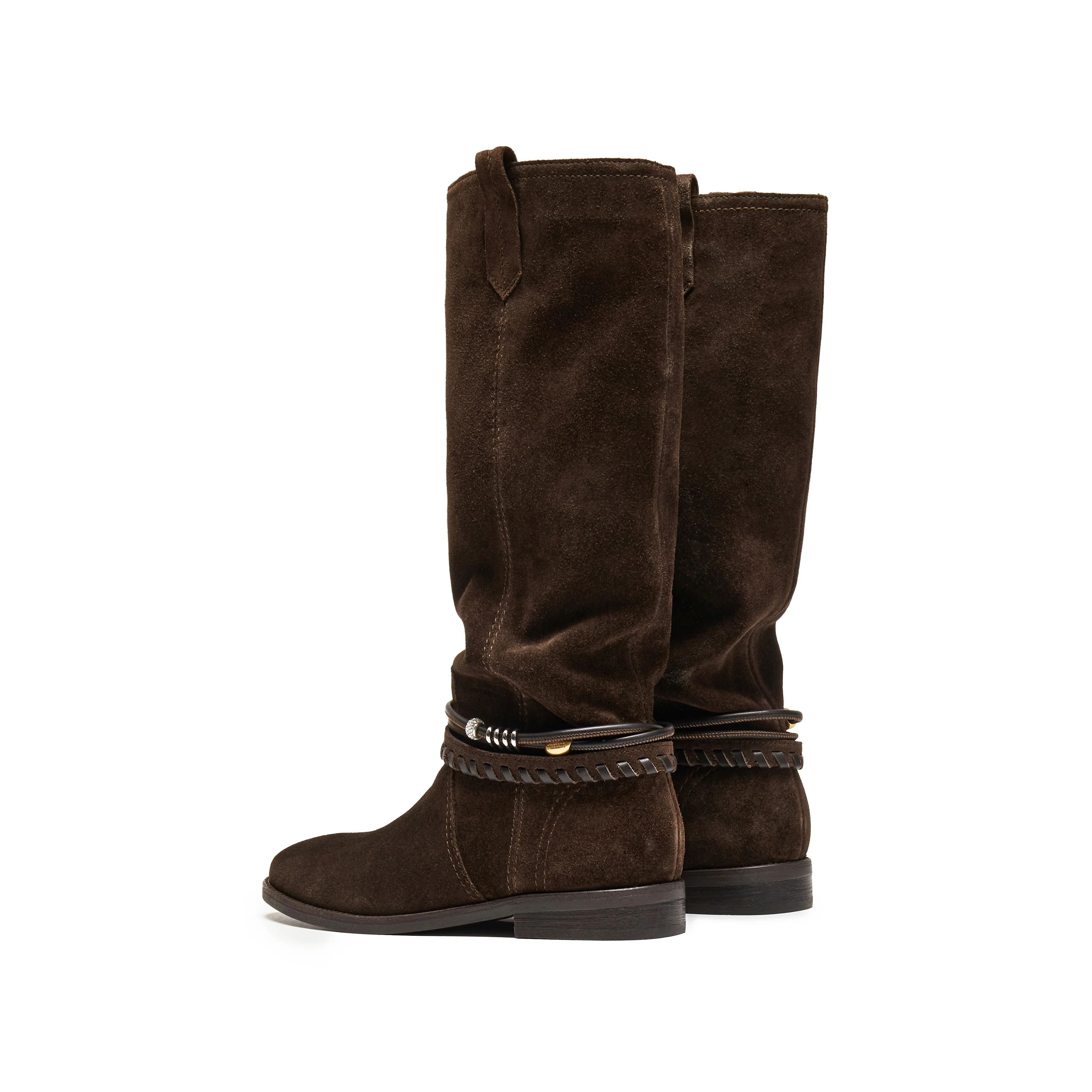 Beads Strappy Brownies Suede Two-way Long Boots - Image 3