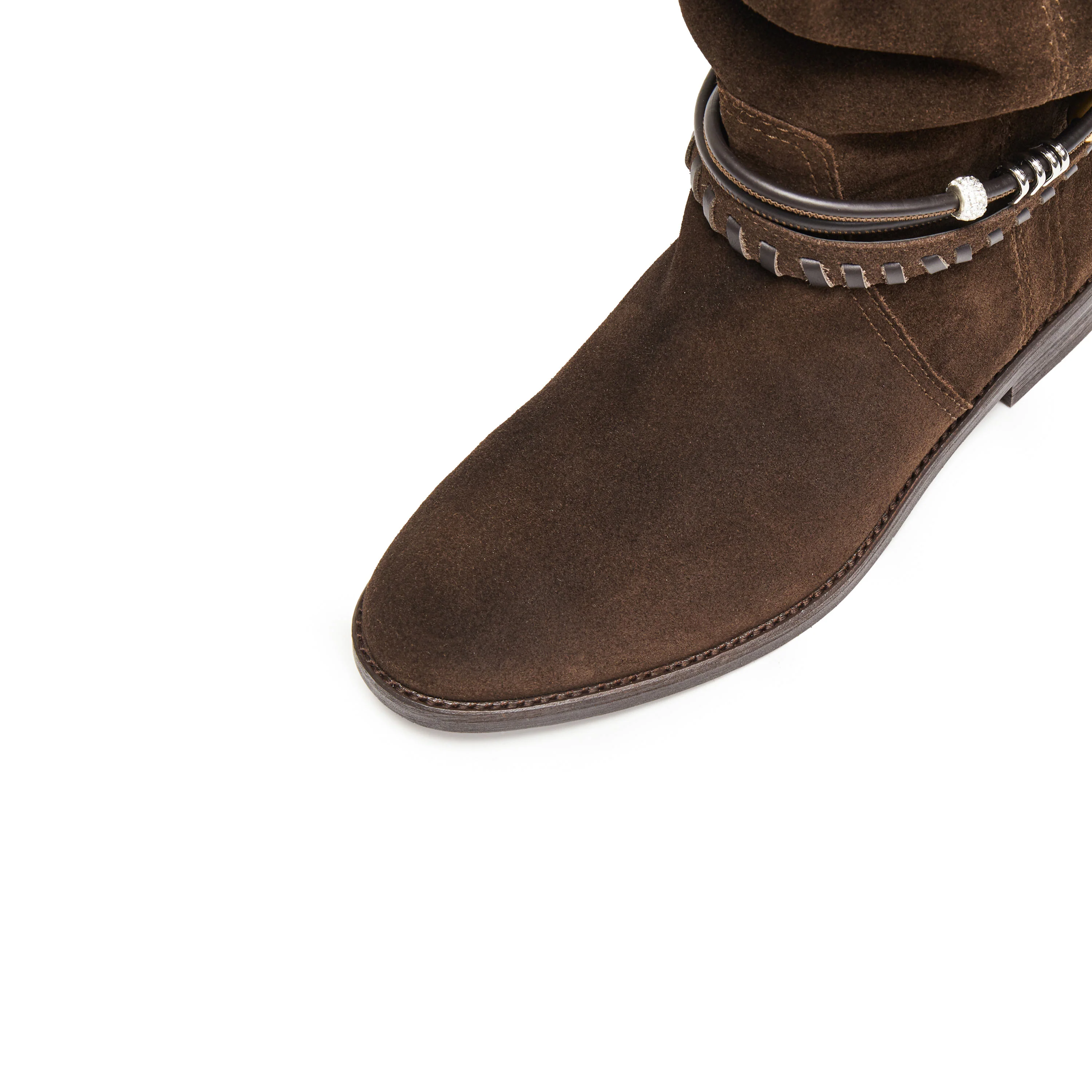 Beads Strappy Brownies Suede Two-way Long Boots - Image 6