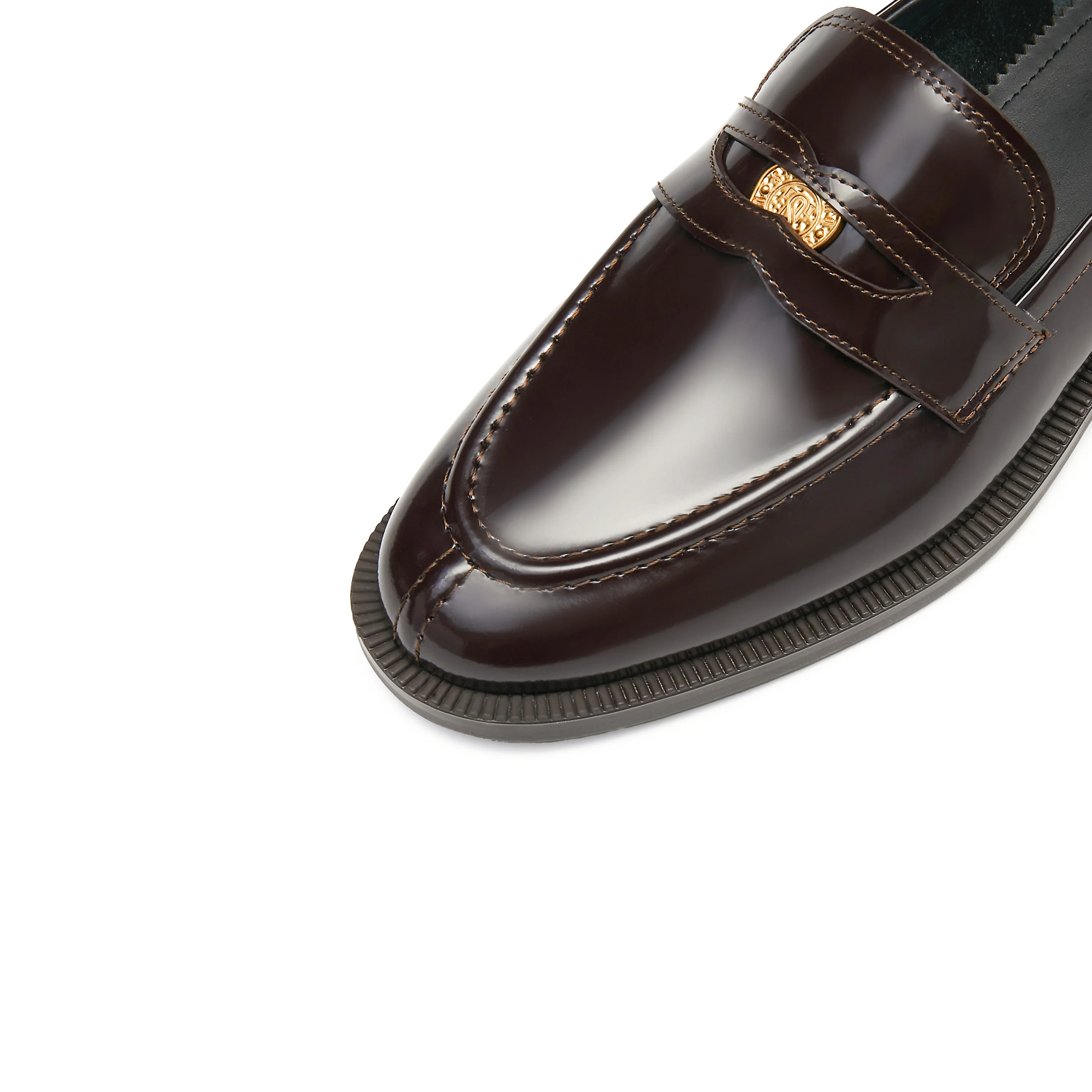 Brown Signature Golden Leaf Penny Loafers - Image 4