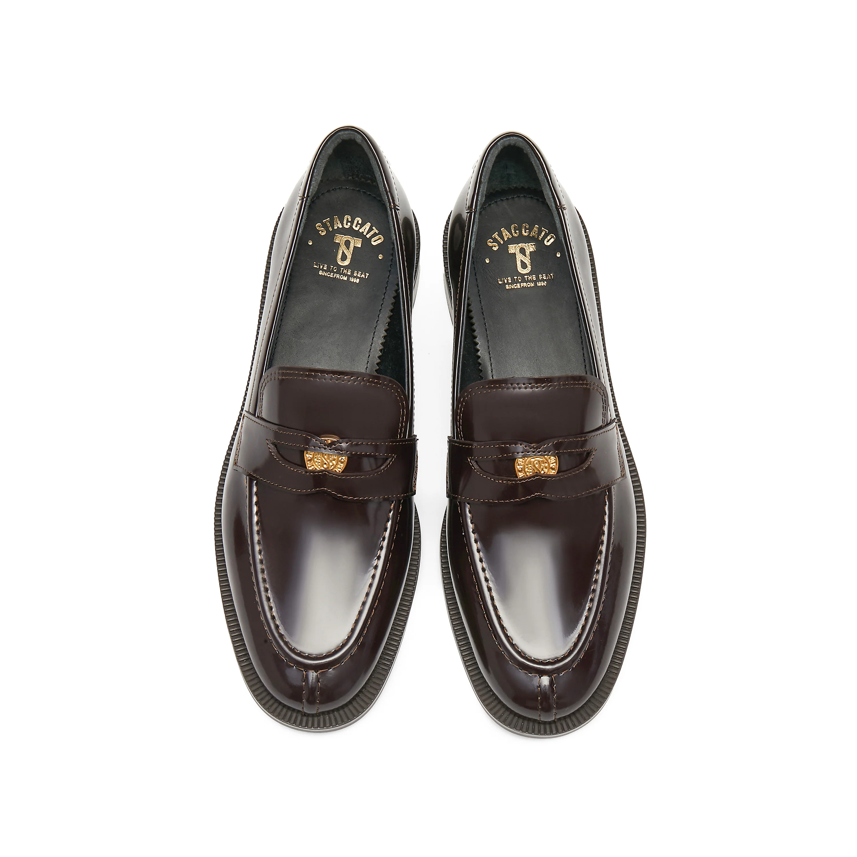 Brown Signature Golden Leaf Penny Loafers - Image 5