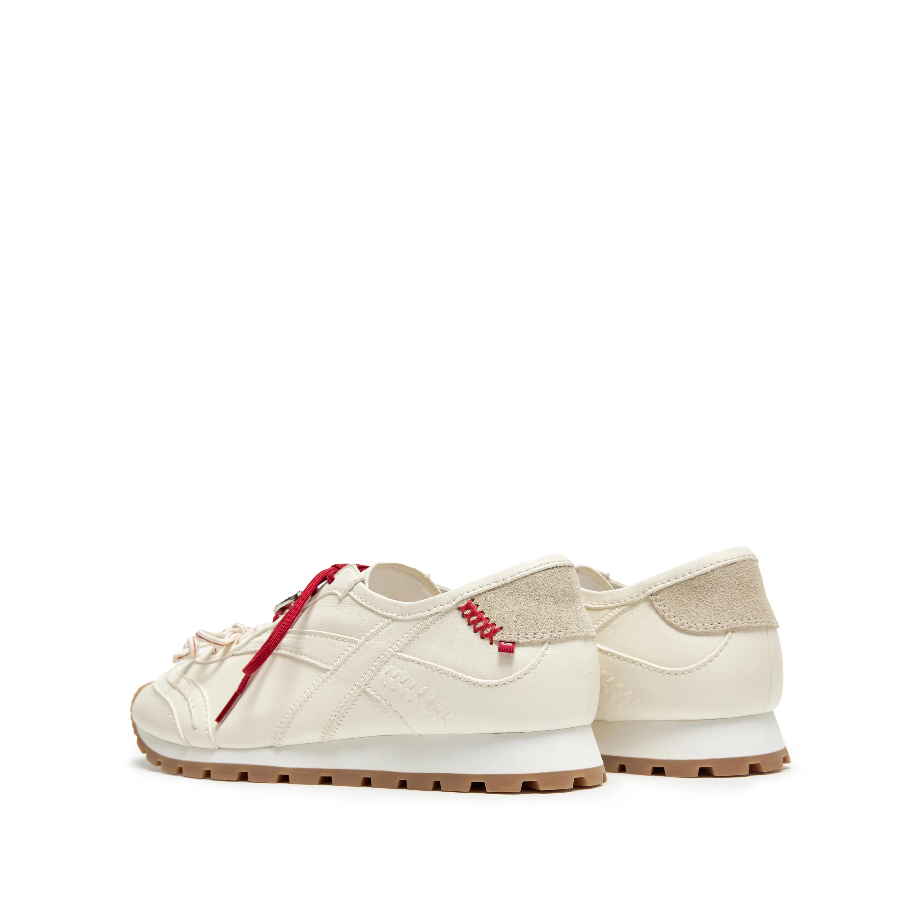Beige Lucky Horse Hoof Leather Derby Sneakers - Image 3