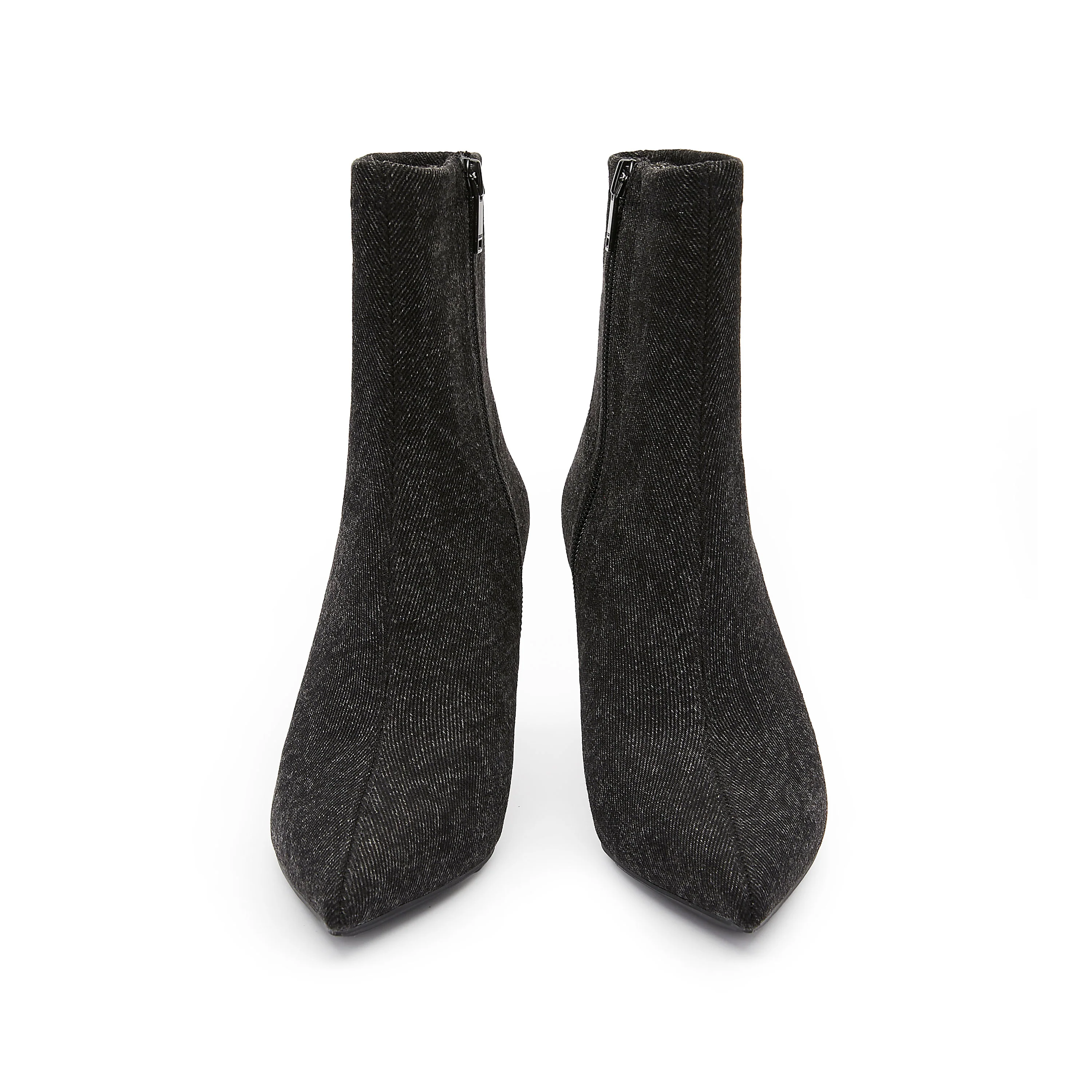 Washed Denim Heeled Ankle Boots - Image 4