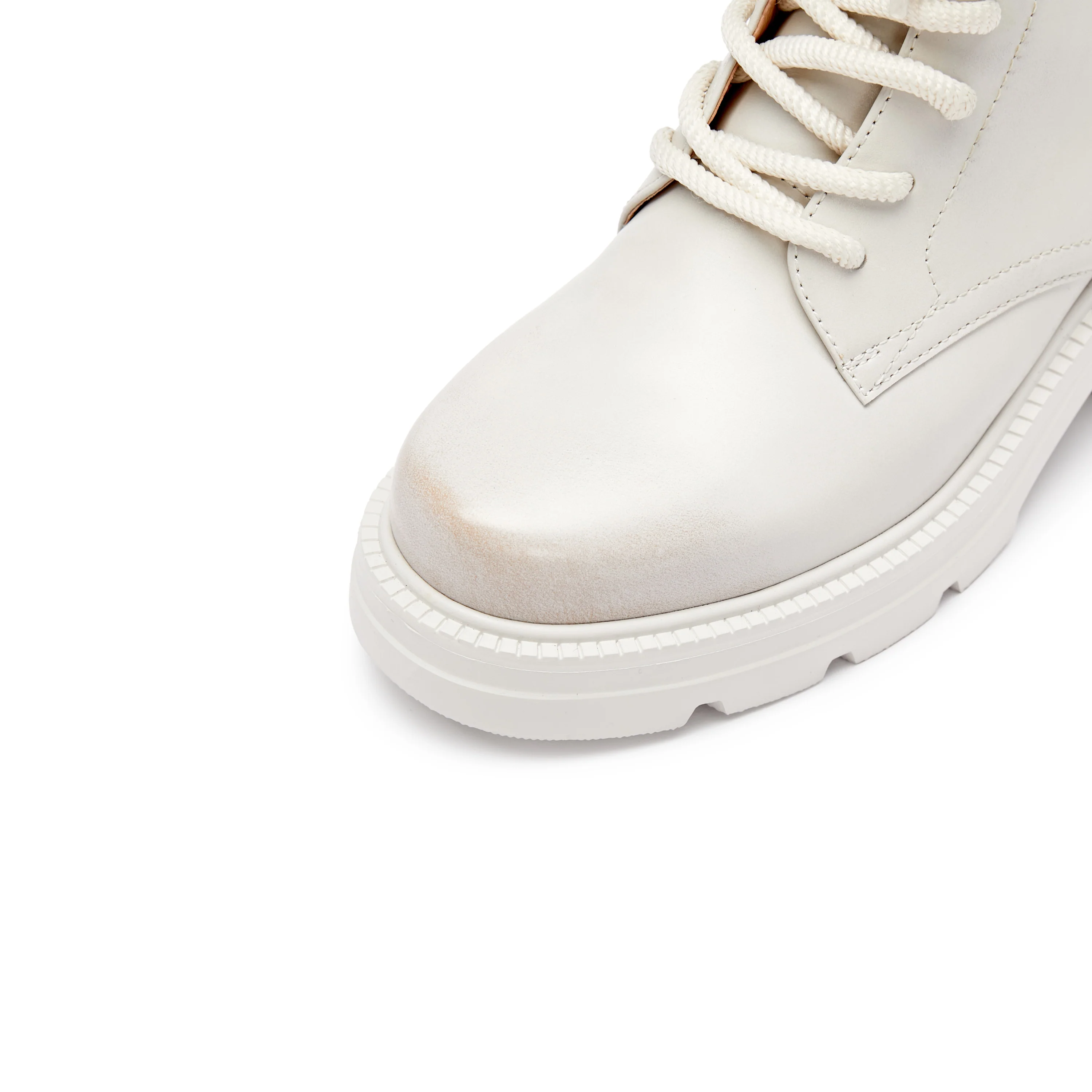 White Brushed Calf Platform Lace Up Boots - Image 5